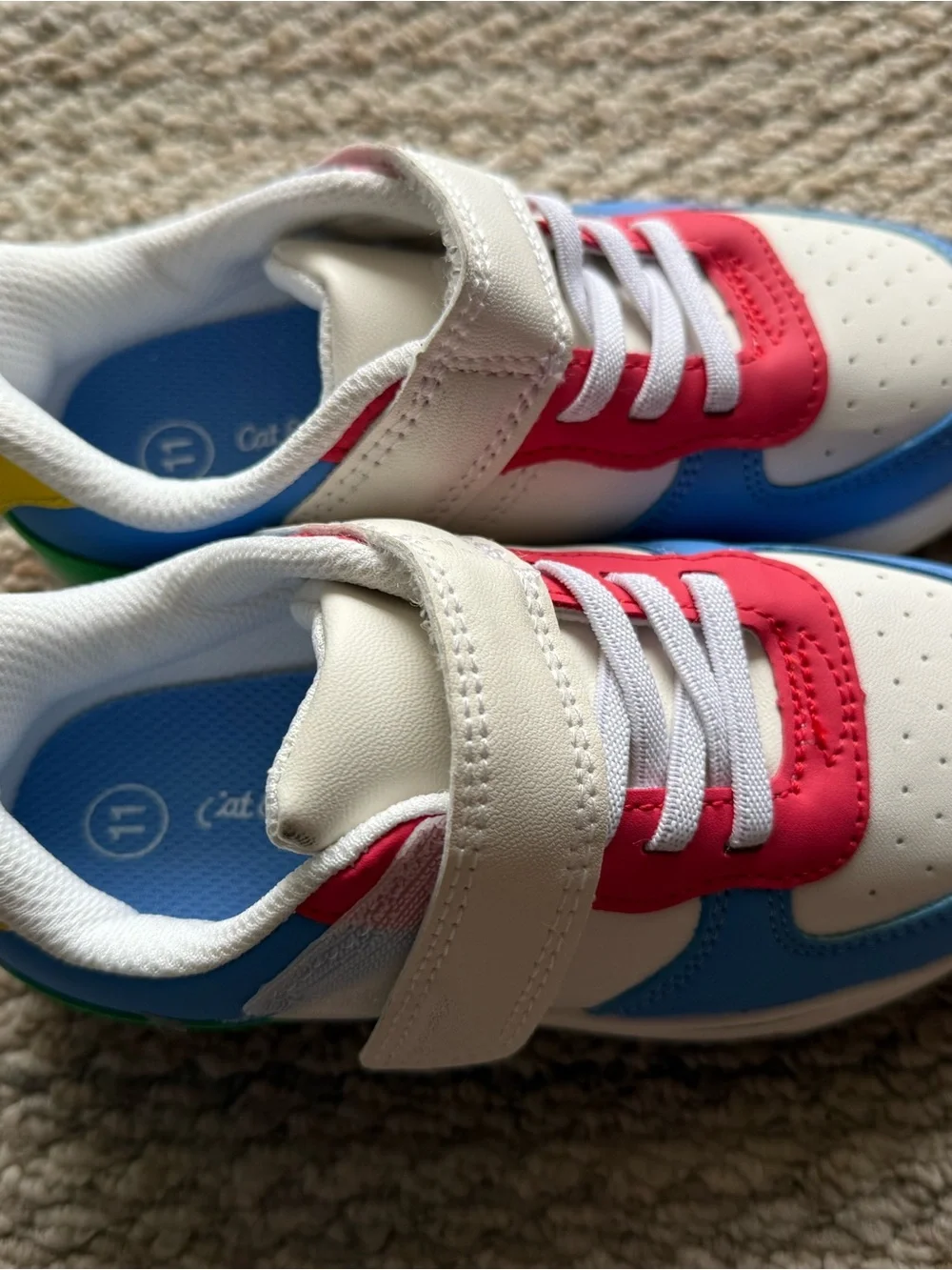 Cat & Jack White, Blue & Red Kids Sneakers with Velcro